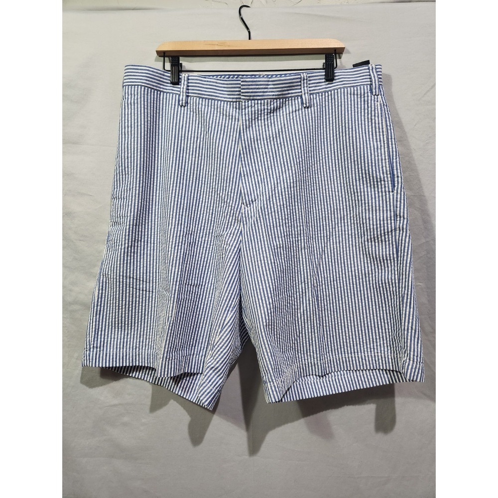Nautica Clipper Seersucker Shorts Mens 38 Stripe Relaxed Fit Coastal 10" Inseam